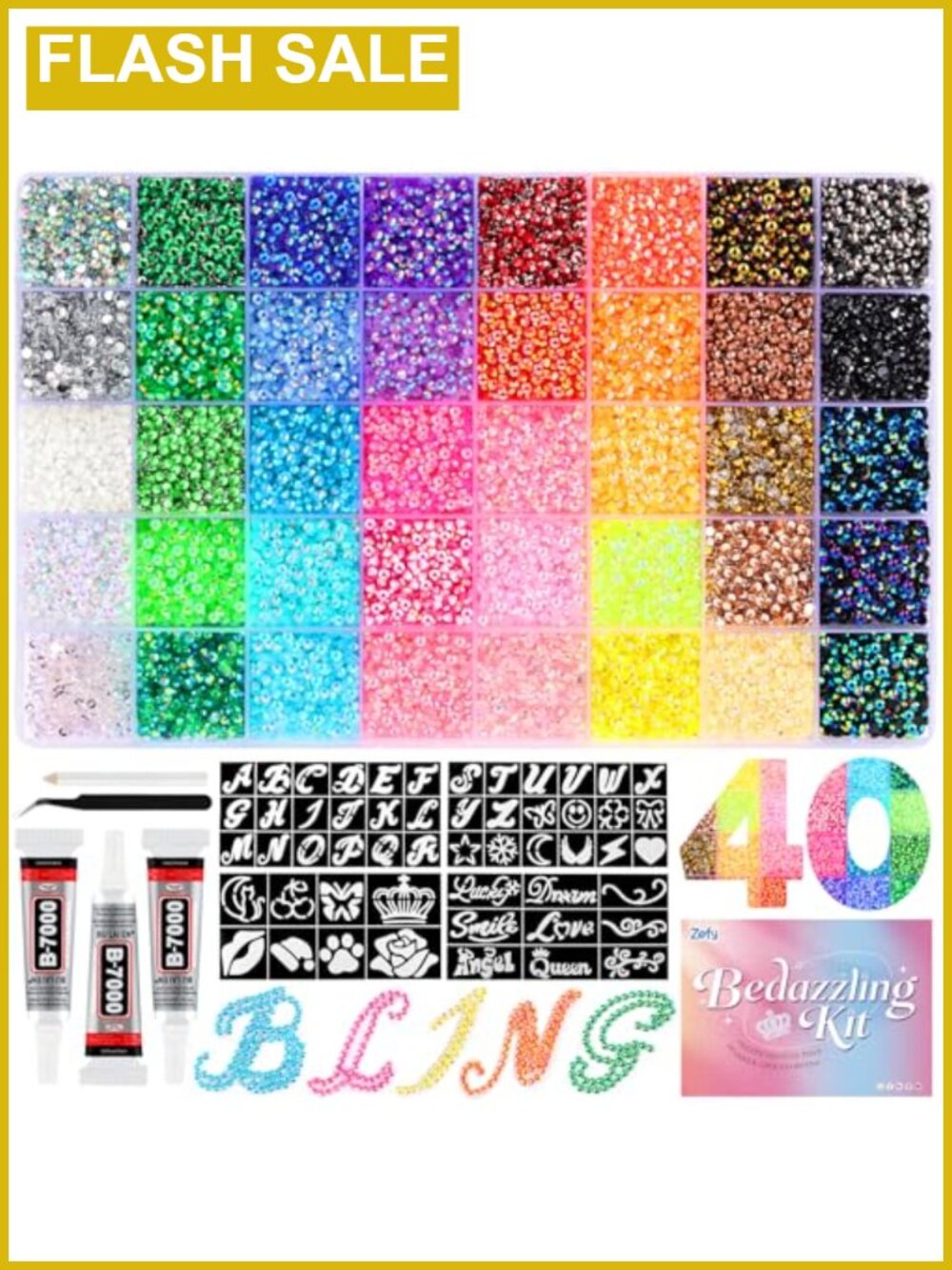 40000 Pcs 3mm Resin Jelly Rhinestones Bedazzling Kit with Stencils Glue